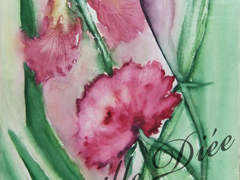 Composition florale variee pivoine et iris
